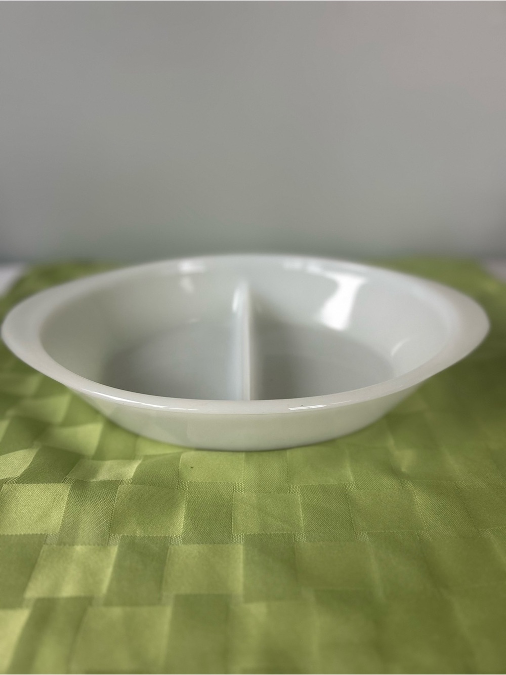White Divided Serving Bowl - 2-Section Milk Glass Bowl
